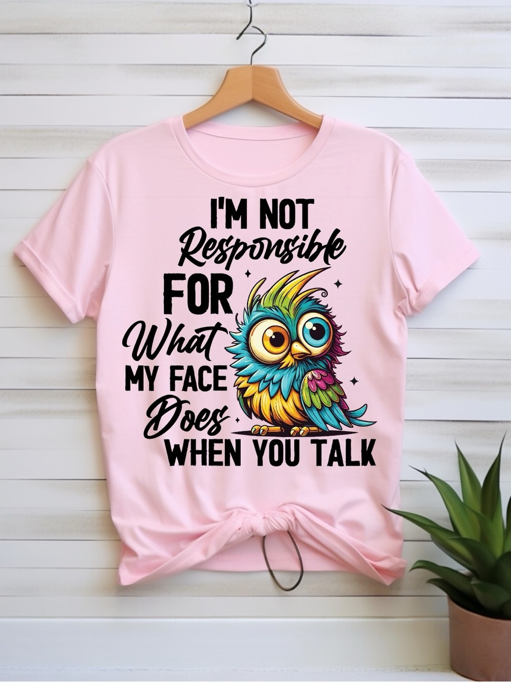 I'm Not Responsible For What My Face Does When You Talk Pink Graphic Tee NEW